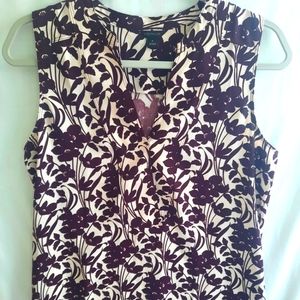Ann Taylor Sleeveless Top, Cream and Burgundy, Size M